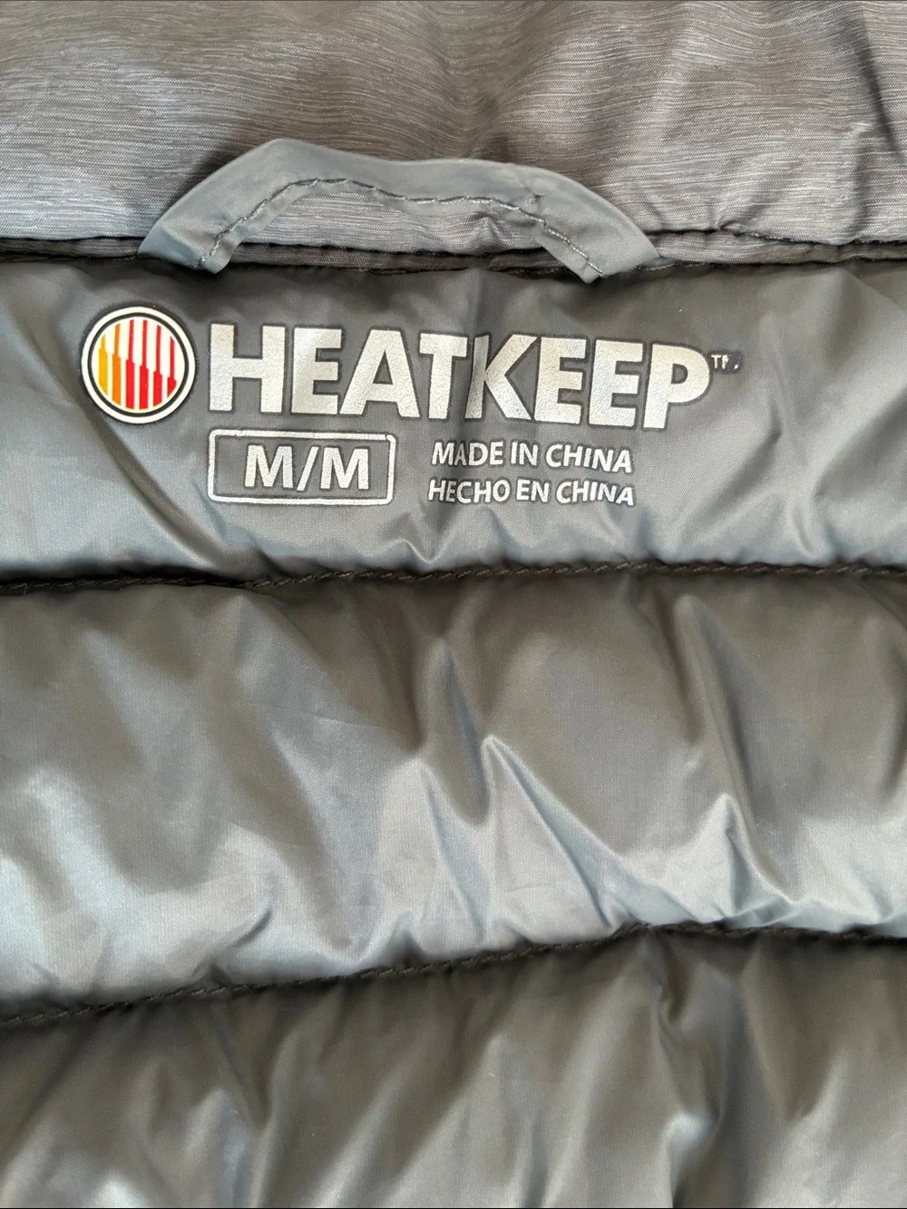 HEATKEEP Packable Gray Down Puffer Vest, Lightweight Layer, Like New M